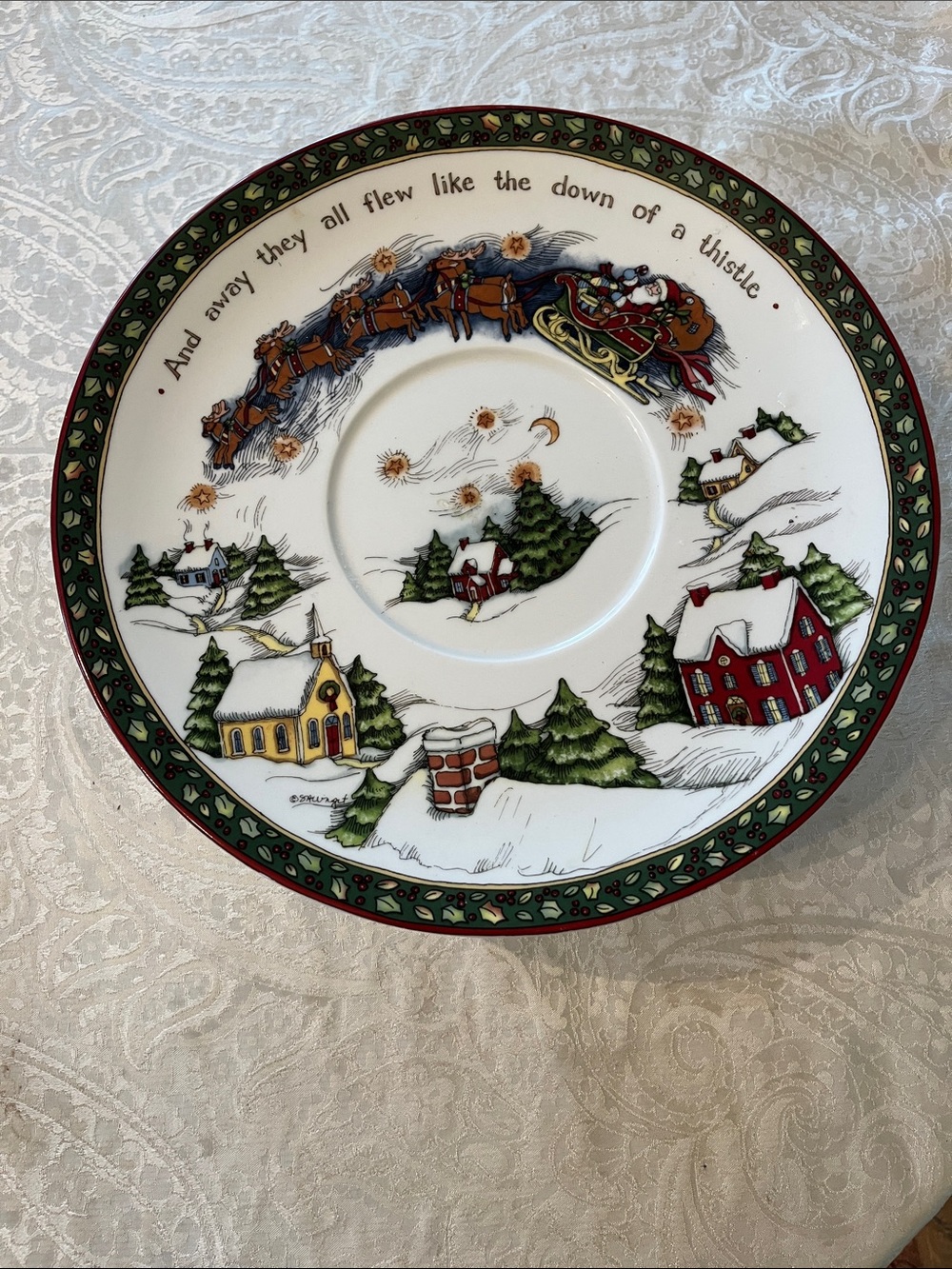 Portmeirion A Christmas Story Holiday Pedestal Plate EUC
